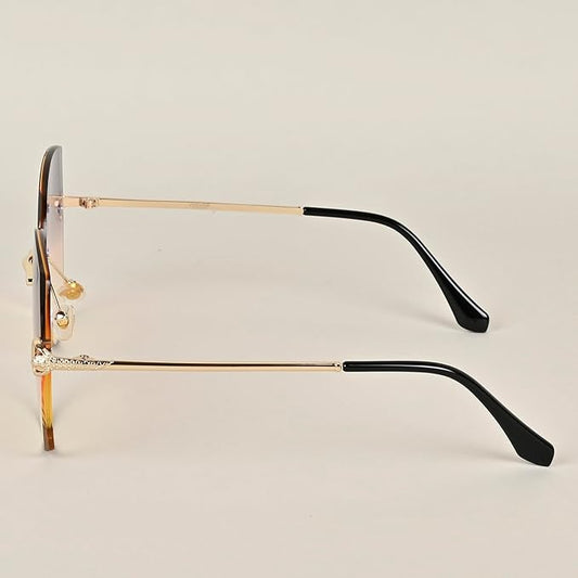 UV Protected Square Women Sunglasses - (Violet Lens | Golden Frame | ZESGW3