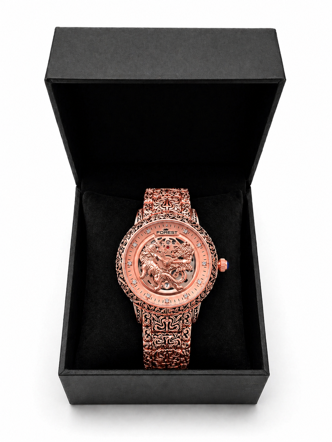 Luxury Skeleton Dial Metal Strap Watch For Men – Premium Engraved Design, Automatic Style, Diamond Markers, Designer Analog Wrist Watch