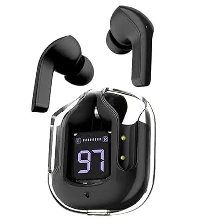 imax premium Wireless Bluetooth Earbuds | Transparent Case, ANC, LED Display, Touch Control, Water Resistant (Black) | ZSNGG11