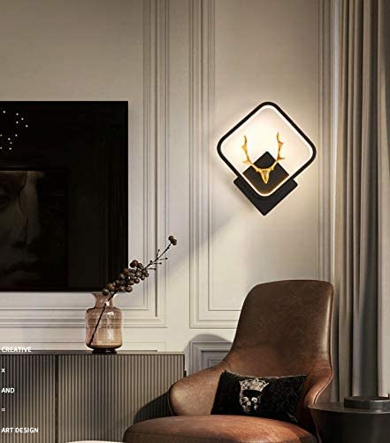 imax Premium Modern LED Deer Wall Light – 3-Color Changing Decorative Bedroom Sconce, Square Frame