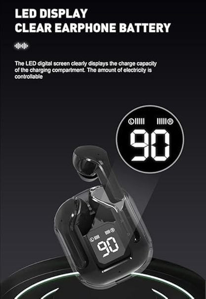 imax premium Wireless Bluetooth Earbuds | Transparent Case, ANC, LED Display, Touch Control, Water Resistant (Black) | ZSNGG11