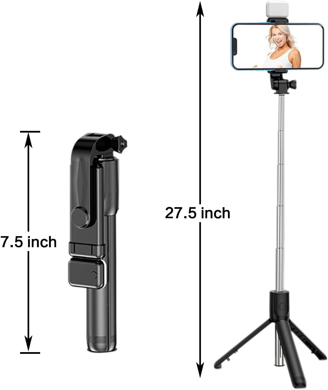 imax Premium 3-in-1 Selfie Stick Tripod with LED Light & Bluetooth Remote – Adjustable Brightness for Makeup, Vlogging, Selfies & Photo Shoots. ZENG61