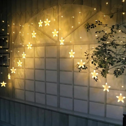 Purple Tree Star Curtain LED String Lights (3m V Shape) – Decorative Fairy Lights for Diwali, Christmas, Weddings, Parties & Home Decor