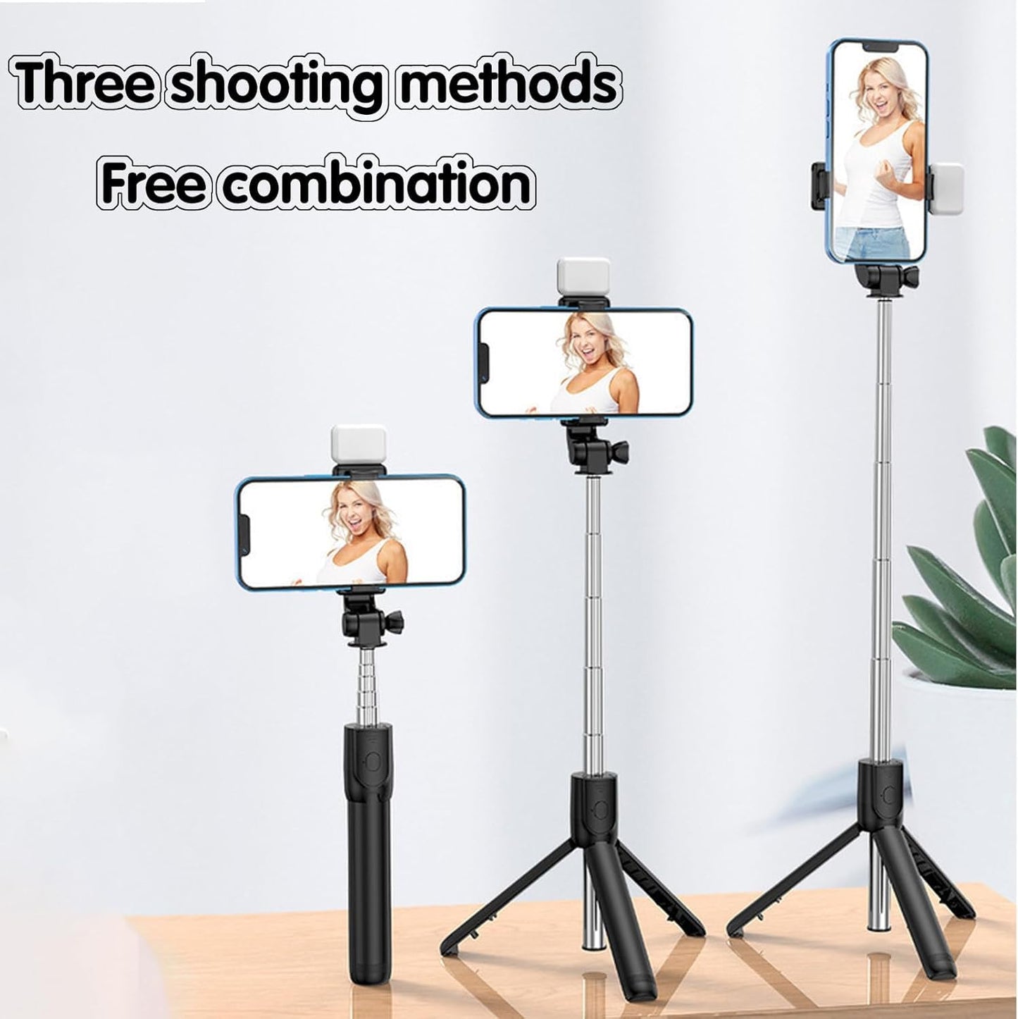 imax Premium 3-in-1 Selfie Stick Tripod with LED Light & Bluetooth Remote – Adjustable Brightness for Makeup, Vlogging, Selfies & Photo Shoots. ZENG61