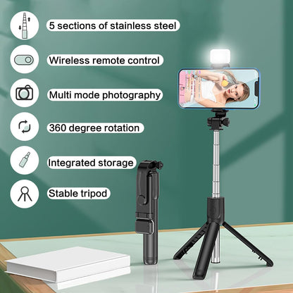 imax Premium 3-in-1 Selfie Stick Tripod with LED Light & Bluetooth Remote – Adjustable Brightness for Makeup, Vlogging, Selfies & Photo Shoots. ZENG61
