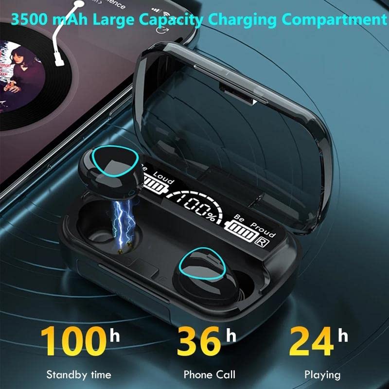 imax Premium M10 TWS Bluetooth 5.1 Wireless Earbuds Super Deep Bass with Mic & Charging Case – Black I ZSNGG02