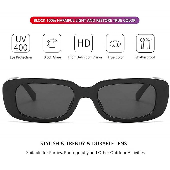 Women's Retro| Narrow Square Sunglasses | UV Protected Driving Shades- ZESGW1