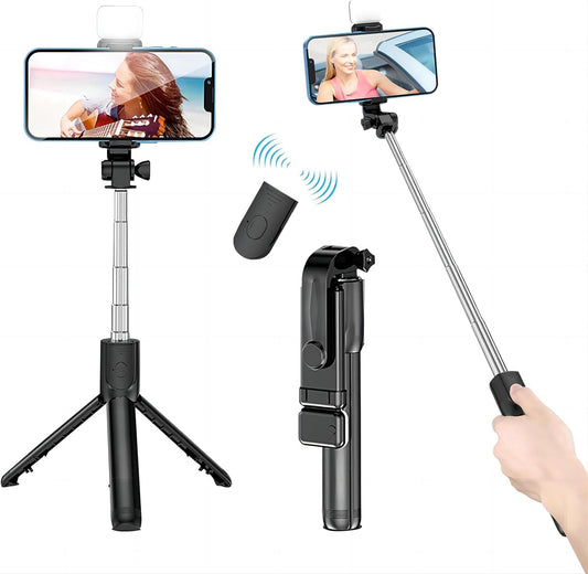 imax Premium 3-in-1 Selfie Stick Tripod with LED Light & Bluetooth Remote – Adjustable Brightness for Makeup, Vlogging, Selfies & Photo Shoots. ZENG61