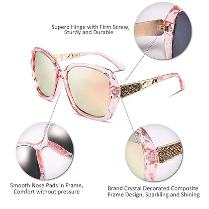 imax Oversized Sunglasses for Women Square Polarized Sparkling Frame I ZESG54