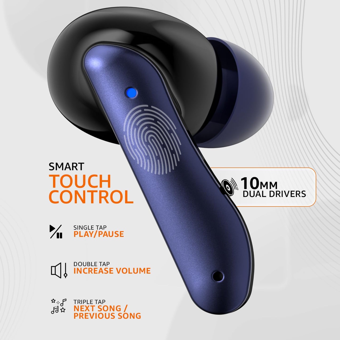 imax premium TWS Earbuds | 80H Playtime, Bluetooth 5.3, Dual 10mm Drivers, IPX4, Touch Control (Blue) | ZSNGG10