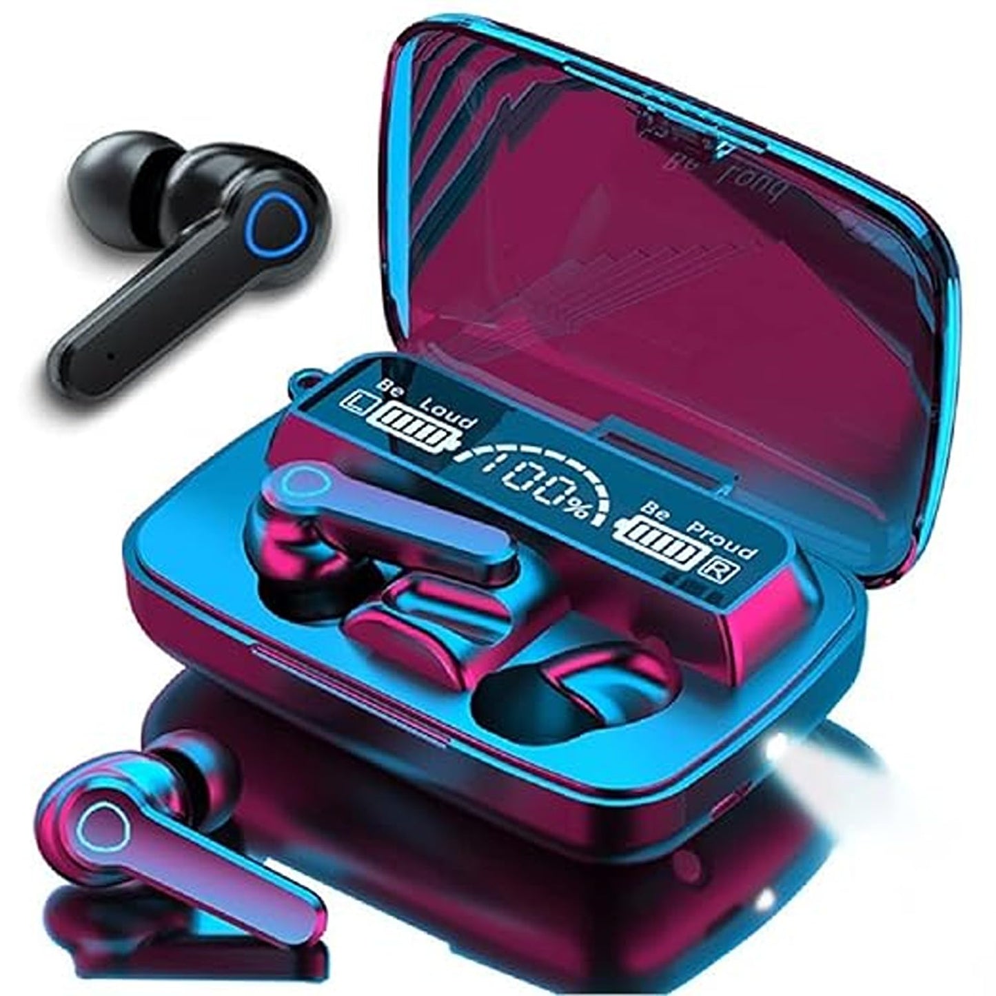 imax premium M19 Bluetooth 5.1 Wireless Earbuds with LED Display, Touch Control & Flashlight – Deep Bass Stereo I ZSNGG03