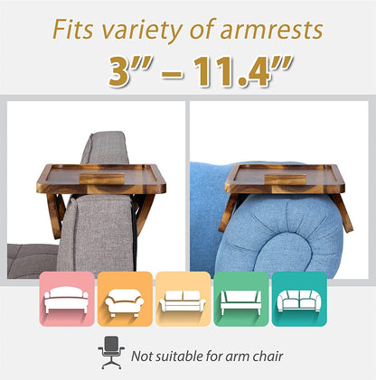 imax premium Trays Stable Sofa Tray, Stylish,  Solid, Flexible Sofa Arm Rest Tray, Premium Acacia Wood Material, Foldable , Eco Friendly, Anti Slip and Comfortable with 360 Degree Mobile Holder