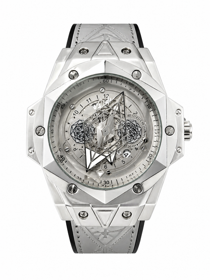 Luxury Skeleton Dial Silver Watch – Premium Stainless Steel Designer Timepiece For Men
