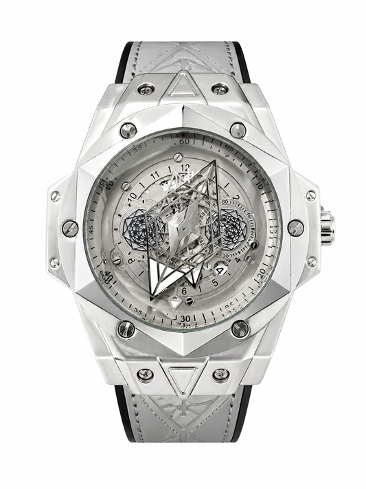 Luxury Skeleton Dial Silver Watch – Premium Stainless Steel Designer Timepiece For Men