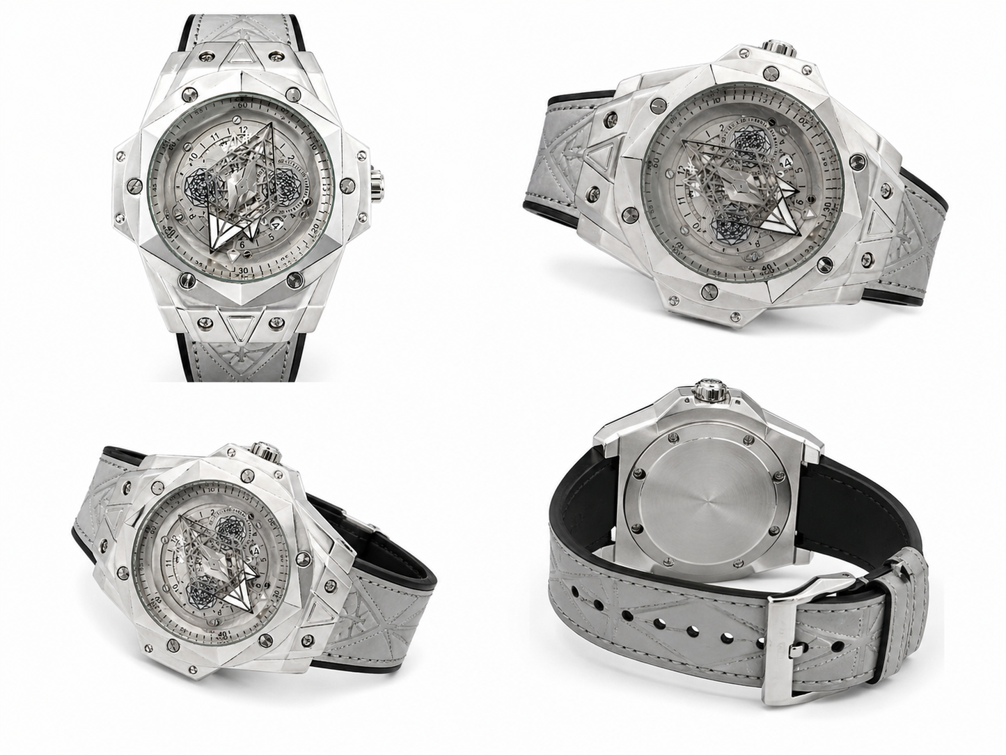 Luxury Skeleton Dial Silver Watch – Premium Stainless Steel Designer Timepiece For Men