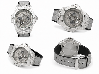 Luxury Skeleton Dial Silver Watch – Premium Stainless Steel Designer Timepiece For Men