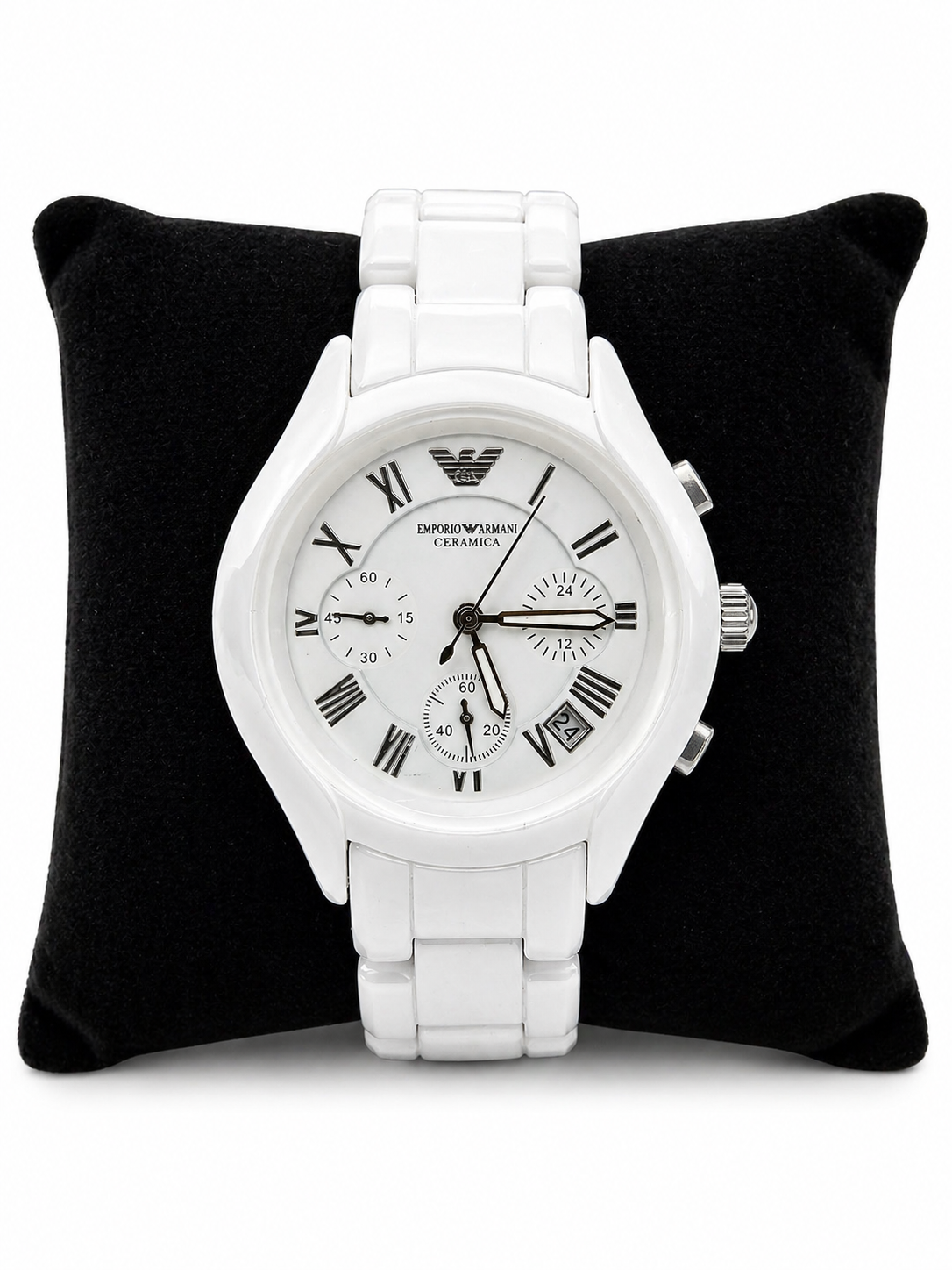 Premium White Ceramic Chronograph Watch For Men & Women – Elegant Roman Dial, Luxury Design Wristwatch