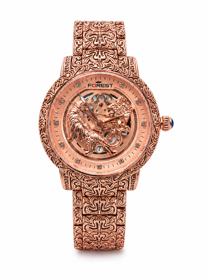 Luxury Skeleton Dial Metal Strap Watch For Men – Premium Engraved Design, Automatic Style, Diamond Markers, Designer Analog Wrist Watch