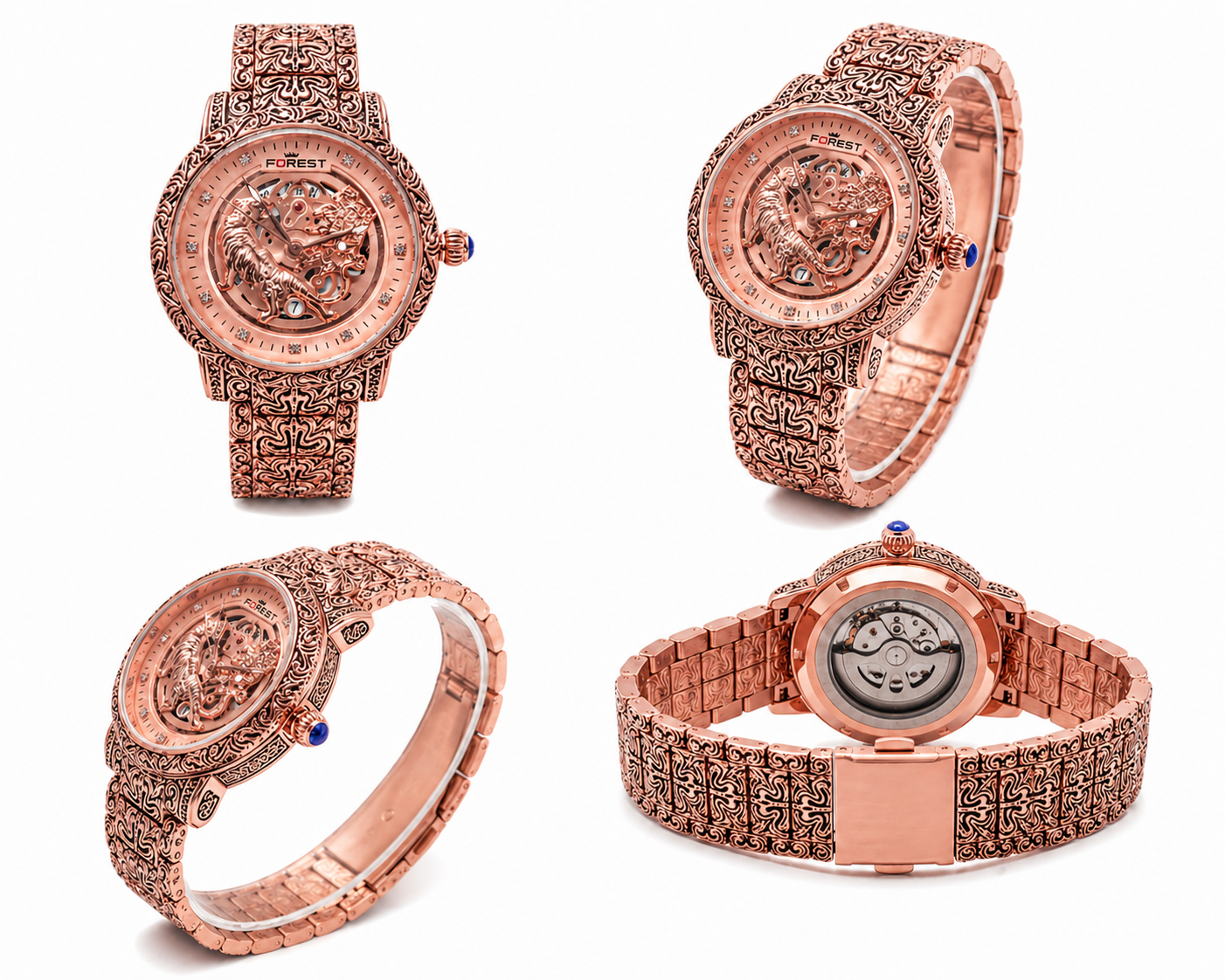 Luxury Skeleton Dial Metal Strap Watch For Men – Premium Engraved Design, Automatic Style, Diamond Markers, Designer Analog Wrist Watch