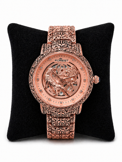 Luxury Skeleton Dial Metal Strap Watch For Men – Premium Engraved Design, Automatic Style, Diamond Markers, Designer Analog Wrist Watch