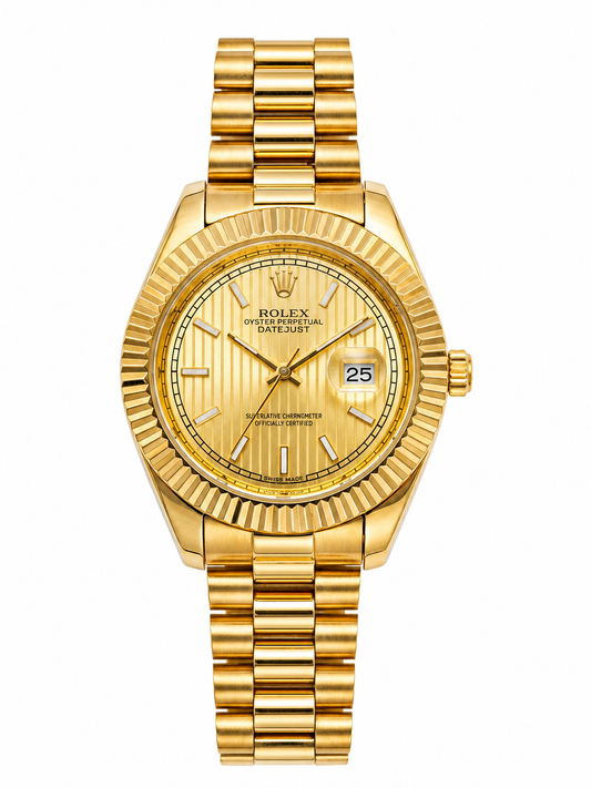 Premium Gold-Tone Luxury Watch With Date Display | Elegant Stainless Steel Designer Timepiece