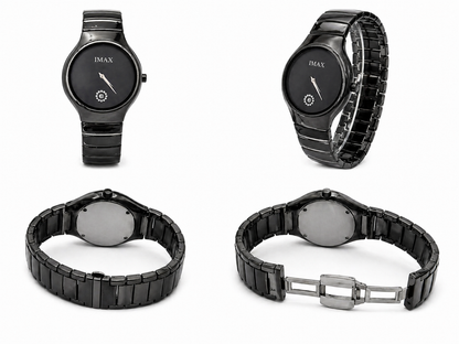 Luxury Black Ceramic Watch With Gift Box – Minimalist Designer Timepiece For Men & Women