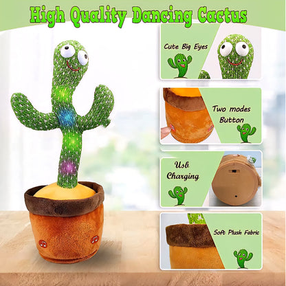 Talking Cactus Toy |Dancing & Repeating Fun for Babies | Rechargeable Musical Cactus| Baby Learning Toy (0-6 Yrs)-ZEKD10
