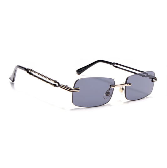Sunglasses | Barrel | Smoked Black Rimless Silver Frame - ZESG67
